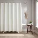 Arkwright Bathroom Shower Curtain Set - Stainless 12 Metal Hooks, Raindrop Jacquard Woven Washable Fabric with Weighted Hem & Rust-Proof Grommets, 210 GSM Heavy Duty, 72 x 72 in, White
