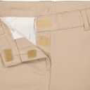 Izod Girls School Uniform Adaptive Chino Pants, Adjustable Waistband & Faux Buttons, Velcro Closure (5, Khaki)