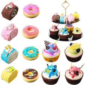 Chivao 12 Pieces Fake Food Realistic Artificial Toy Slice Fake Decoration Macaroon Birthday Toys Faux Simulation Croissant Model PU Photography Props(Desserts) Chivao 12 Pieces Fake Food Realistic Artificial Toy Slice Fake Decoration Macaroon Birthday Toys Faux Simulation Croissant Model PU Photography Props(Desserts)