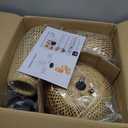 Rattan Pendant Light Bamboo Hanging Light 3-Lights Boho Pendant Light Fixture Woven Basket Wicker Shade Rattan Chandelier for Living Room Dining Room Kitchen