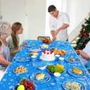 352 Pcs Snowflake Party Tableware Set Disposable Winter Frozen Birthday Party Wonderland Dinnerware Christmas Snowflake Tablecloth Plates Napkins Cups for 50 Guests(Blue)