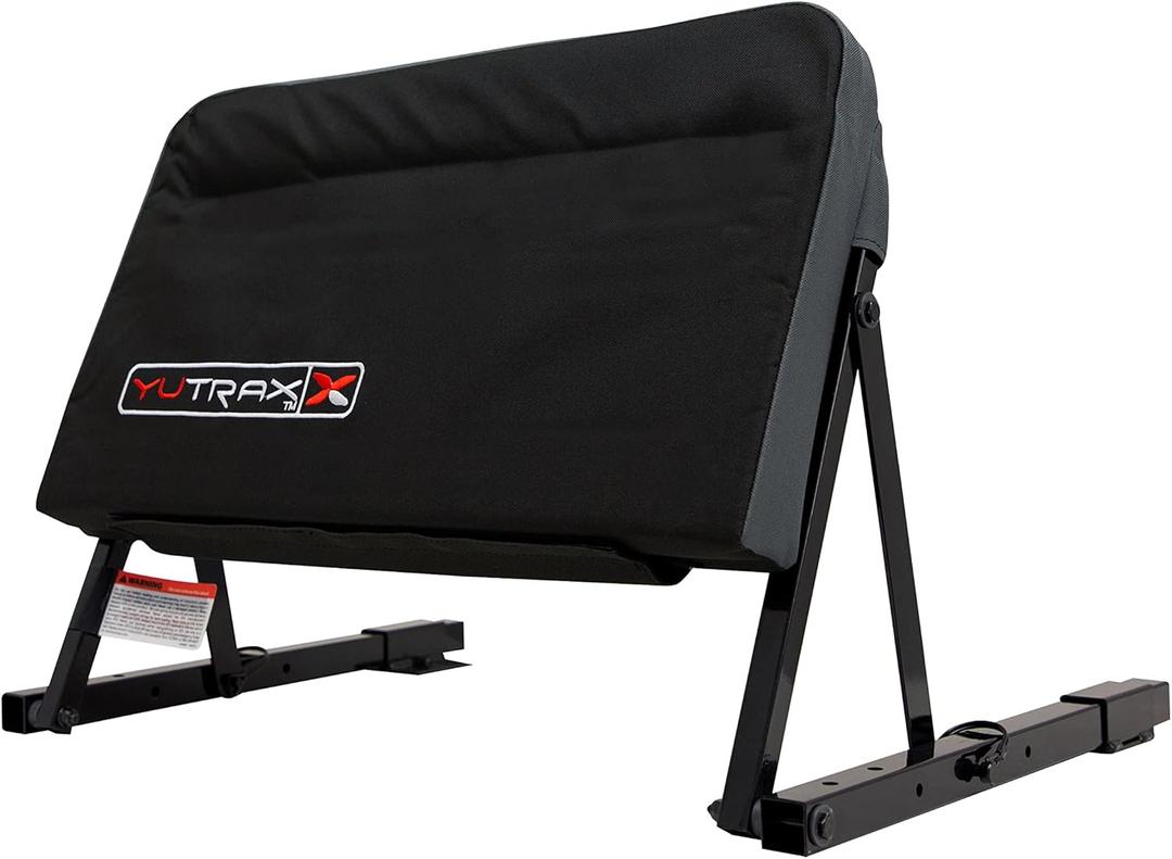 YUTRAX Universal Mount ATV Backrest, Heavy-Duty Steel Seat Frame, Adjustable Seat Back Positions, 2 Thick Cushion, Folds Down Flat When Not in Use, TX219