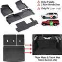 Floor Mats & Trunk Mat with Backrest Set for 2021-2024 2025 Chevrolet/Chevy Suburban 8 Seats (2 Row Bucket Seats)/GMC Yukon XL(Only XL)/Cadillac Escalade ESV, TPE Car Floor Liners with Cargo Liner