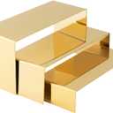 Purse Display Stand Set of 3, Gold Stainless Steel Handbag Holders, Heavy Duty Metal Riser Stands for Wallets, Bags, Shoes, Perfume, Jewelry  Boutique & Retail Countertop Display