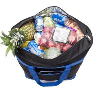 Extra Large Insulated Cooler Bag with Hard Board Bottom. Heavy Duty Materials, Thick Insulation, Large Sturdy Zipper. for Shopping, Grocery, Pizza Delivery, Family Events.