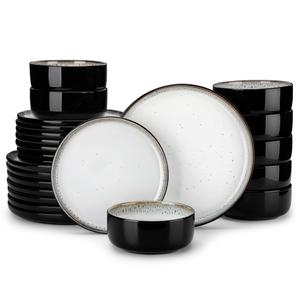 vancasso PLAYA Plates and Bowls Sets, 18 Pieces Beige Dinnerware Sets for Kitchen, Reactive Glaze Dishes Set for 6, Dishwasher and Microwave Safe