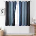 Estelar Textiler Black and Navy Blue Ombre Blackout Curtains 45 Inch Length, Full Room Darkening Gradient Drapes for Kitchen, Thermal Insulated Grommet Short Curtains for Bathroom, 52Wx45L, 2 Panels