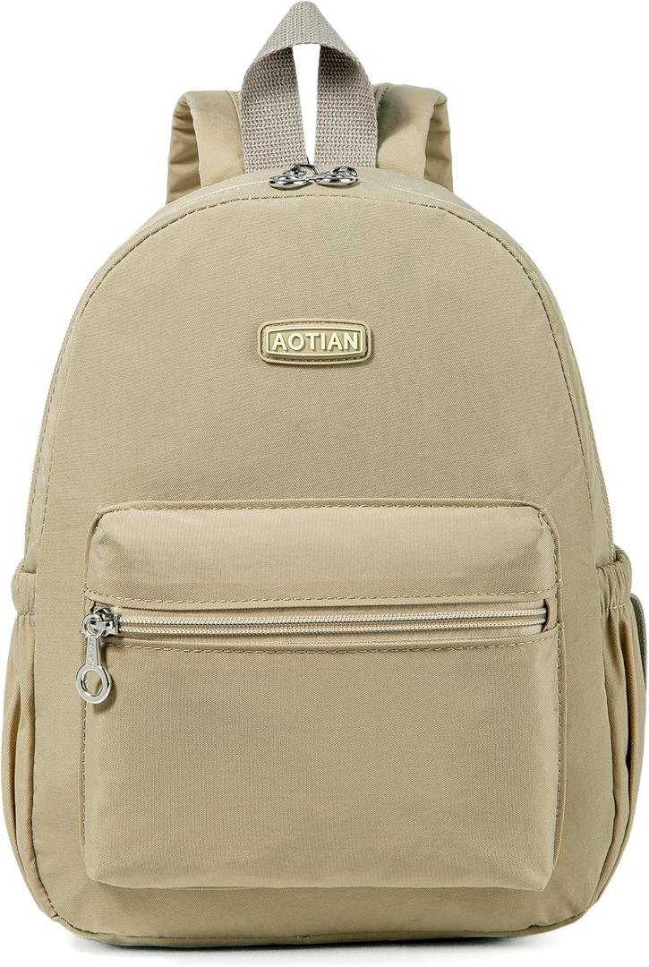 AOTIAN Mini Lightweight 11.8 Inch Backpack Durable Travel Hiking Women and Girls Small Daypack, 7 Liters Khaki
