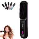 Wireless Portable Hair Straightener Brush 2026 New Version - 200M Negative Ion 3 Temp LED MCH Ceramic Anti-Frizz Styling Brush (Midnight Black)