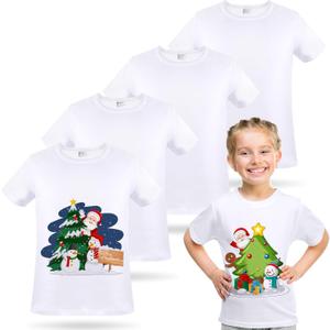 5 Pieces Toddler Blank Sublimation T-Shirt Modal Crew Neck Short Sleeve T-Shirt for Kids Baby Children Youth Tye Dying (3T)