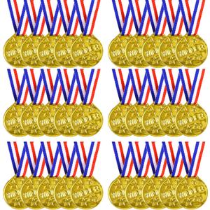 SULOLI 30 Pieces Plastic Gold Winner Award Medals, Winner Medals Award Medals for Sports Competition Talent Show Spelling Bee Birthday Party Favors
