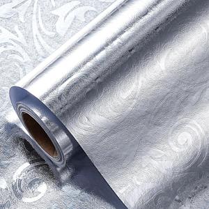 LeZakaa 3D Embossed Floral Foil Gift Wrapping Paper, Vintage Flower Metallic Foil for Birthday Christmas Party Holiday Gift Wrap, for DIY Crafts Scrapbook, Mini Roll 17 inch x 32.8 Ft(Silver)