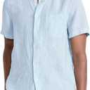 Vineyard Vines Men's Surfside Linen Short-Sleeve Shirt (Aqua Haze,XS)