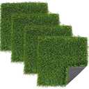 Kesfey Grass Squares Placemats 4 Packs 12"x 12" Artificial Grass Turf Patch Tiles Green Grass Squares Fake Grass Mat Synthetic Grass Rug Roll Tabletop Decorations for Home Dining Christmas Table Decor