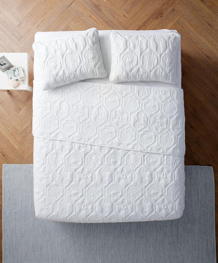 VCNY Home Shore Beach 3-Piece Bedding Set, King, White