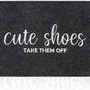 Front Door Mat Welcome Mats Cute Shoes Take Them Off Entry Non Slip Doormats for Entryway Ideal Inside Outside Home High Traffic Area Black 47 Inch x 17 Inch
