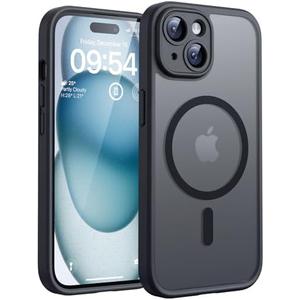 TOCOL for iPhone 15 Case, Compatible with Magsafe, Full Camera Protection, Built-in Magnetic Ring, Drop Protection, Translucent Matte Phone Case for iPhone 15 6.1 inch (Black)