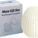 Mystery Egg Maze Puzzle Box - Reusable 3D Printed Brain Teaser with Hidden Compartment for Cash & Treasures, for Birthday, Christmas, Halloween and Easter for Kids & Adults (White/Luminous Blue)