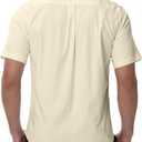 Men's Short Sleeve Dress Shirts Wrinkle Free Stretch Formal Wedding Prom Regular Fit Button Down Shirt (XL)