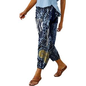 WROLEM Womens High Waist Pants Drawstring Wide Leg Cropped Casual Loose Capris with Pockets for Women (Small)