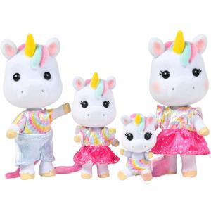 Sunny Days Entertainment Honey Bee Acres Rainbow Ridge Daydreamers Unicorn Family  4 Miniature Flocked Dolls | Small Fantasy Collectible Figures | Pretend Play Toys for Kids
