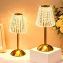Liliful 2 Pcs LED Portable Cordless Table Lamp Touch Battery Operated Rechargeable Gold Desk Lamp 3 Color Dimmable for Bedroom Living Room Dining (Gold,Classic Style)
