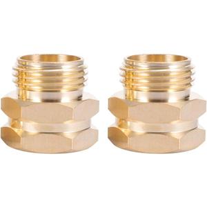 Brass Pipe to Hose Connector Fitting, Female Pipe Thread x Male 3/4 Hose Thread(2 Pack) (3/4NPT female to 3/4 GHT male)