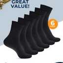 Pembrook Bamboo Viscose Diabetic Socks for Women & Men - 6 Pairs Ankle Socks for Swollen Feet | Neuropathy Socks (Black)