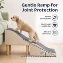 Dog Stairs for Bed & Couch,13.3" H Non-Slip Dog Ramp with Leather,Felt Surface & Wooden Base,2-in-1 Portable Foldable Split Ottoman Pet Steps Ramp for Small,Large,Senior & Injured Dogs (Grey)