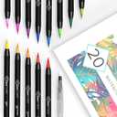 GenCrafts Watercolor Brush Pens - Real Brush Tips - No Mess Storage Case - Washable Nontoxic Markers - Portable Painting (1 Count (Pack of 20))