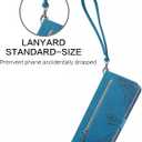 for Samsung S26+ Plus Flip Wallet Case with 7 Card Slots SZY Blue | Women Floral Embossed PU Leather Case with Card Holder Zipper Pocket & Wrist Strap Shockproof Cover for Galaxy S26+ Plus