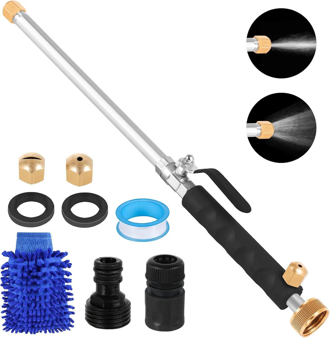 Jet Nozzle for Garden Hose 2-in-1 Jet Nozzle High Pressure Hose Nozzle with 2 Different Nozzles and Hose Quick Connectors for Car Pet Garden Cleaning