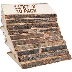 Tioncy 10 Pcs Large Rustic Poplar Wood Plank 11 x 7-9 Inches Natural Live Edge Wood Slab Hollow Unfinished Wooden Crafts for Burning Weddings Table Centerpieces Christmas DIY Decoration