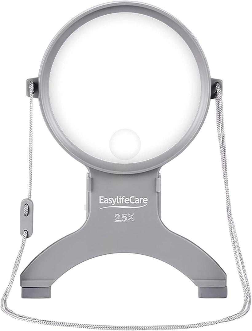 Hands Free Chest Rest LED Magnifier - Neck Wear Visual Aid Illuminated Magnifying Glass for Low Vision & Visually Impaired Seniors - Portable - Gifts for Mom, Dad, Grandmother, Women, Men