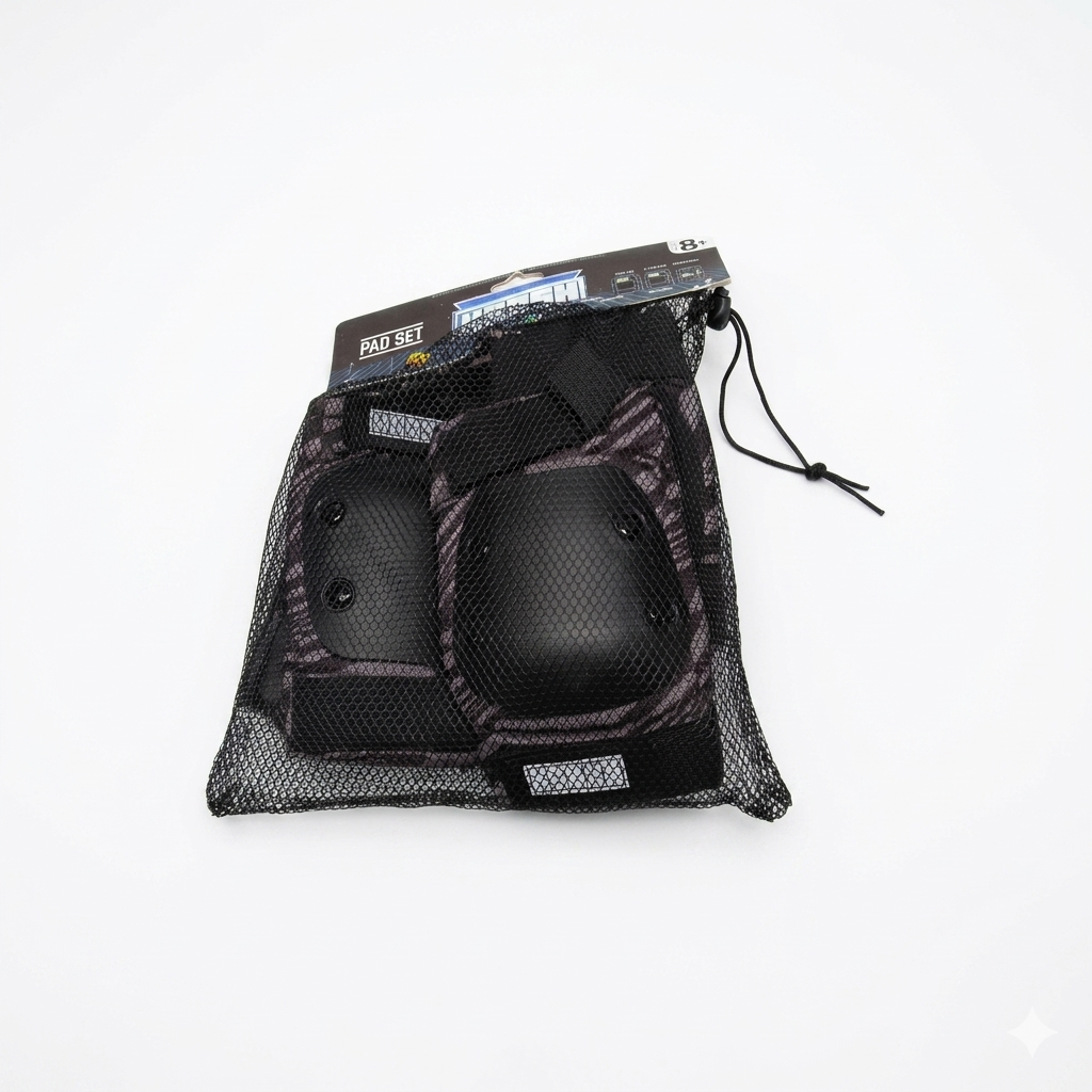 Knee Pads Force,, Skateboard, Hardshell, Foam Protection, Nylon, Adults, Black 2 Pairs