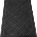 SlipToGrip Durable Door Mat - Black Plaid Design Entryway Rug - 35x23 inches, No-Slip and Washable - Indoor and Outdoor Use, Weatherproof - Ideal for Garage, Patio, and Front Entryway