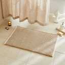 Waffle Bath Mat, Boho Bathroom Rugs Non Slip Washable Super Absorbent Quick Dry Bath Mat Farmhouse Bathroom Decor, 36"x24" Khaki and White