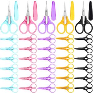 50 Pcs Small Sewing Scissors Stainless Steel Crafting Scissor Sharp Scissors with Cover, Precision Portable Scissor for Embroidery Quilting Sewing Knitting Crafting, Multicolor