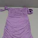 Mizoci Women's Sexy Tube Top Bodycon Mini Dress Strapless Ruffle Bow Back Ruched Party Short Dresses (Purple) S