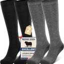 Merino Wool Compression Socks for Women&Men 15-20mmHg Knee High Breathable Socks for Flying, Athletic, Travel (XL)