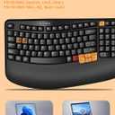 Wireless Keyboard and Mouse Combo, 2.4G Wave Keys Ergonomic Keyboard with Palm Rest and 3 DPI Silent Mouse, Compact Size for Natural Typing, Spill-Resistant, for Windows/PC/Laptop/Mac(Black)