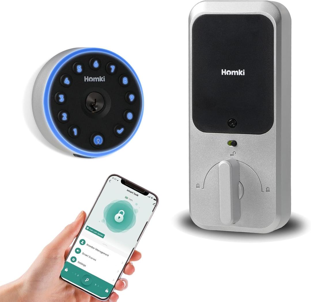 Keyless Entry Door Lock Deadbolt With Keypad,Smart Door Locks For Front Door,Electric Door Locks For Front Door With 2keys&App Control,Auto Lock Smart Deadbolt,Easy Installation Smart Door Lock,Silver