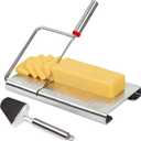 Cheese Slicer, Stainless Steel Cheese Cutter Board and Measuring Grids, Multipurpose Cheese Cutter for Block Cheese, Butter, Sausages, Fruits Kitchen Gadget Cheese Tool