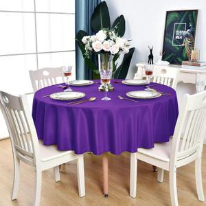 Purple Round Tablecloth - Waterproof Stain Resistant Wrinkle Free Table Cloth, 210GSM Polyester Washable Wipeable Table Cover for Party, Banquet, Wedding, Indoor and Outdoor(108 inch, Circle)