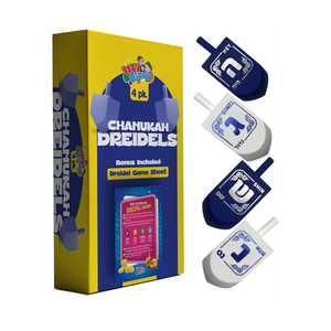 Izzy 'n' Dizzy Hanukkah Dreidels - Blue and White Wooden Dreidel - 4 Pack Medium - Hand Painted - Game Instructions Included Pack of 3