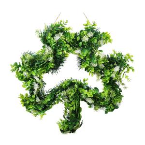 St Patricks Day Shamrock Wreath for Front Door St Patricks Day Decorations 17 Inches Artificial Lucky Shamrock Door Wreath Handmade Irish Sign with Grass Green Decorations for Home Window
