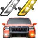 LED Amber Fog Lights Kit for Nissan Frontier 2026 2025-2022 Front Bumper Lamps with DRL and Turn Signal 3rd Gen Nissan Frontier Accessories Daytime Running Lights