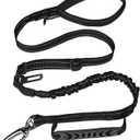 Heavy Duty Dog Leash for Medium Large Dogs That Pull,4-6FT Shock Absorbing Bungee Tactical Dog Leash with Control Padded Handle and Car Seatbelt, Reflective Lead for Walking Training,Black