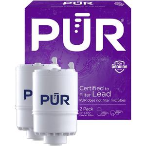 PUR Faucet Mount Replacement Filter 2-Pack, Genuine PUR Filter, 2-in-1 Powerful Filtration, Includes Lead Removal, 6-Month Value, White (RF33752)