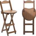 Folding Bar Stool for Kitchen, Portable Wooden bar Stool, Foldable Bamboo Bar Stools Set of 1 for Home Kitchen Breakfast Counter (Brown) (Walnut Small), One Size